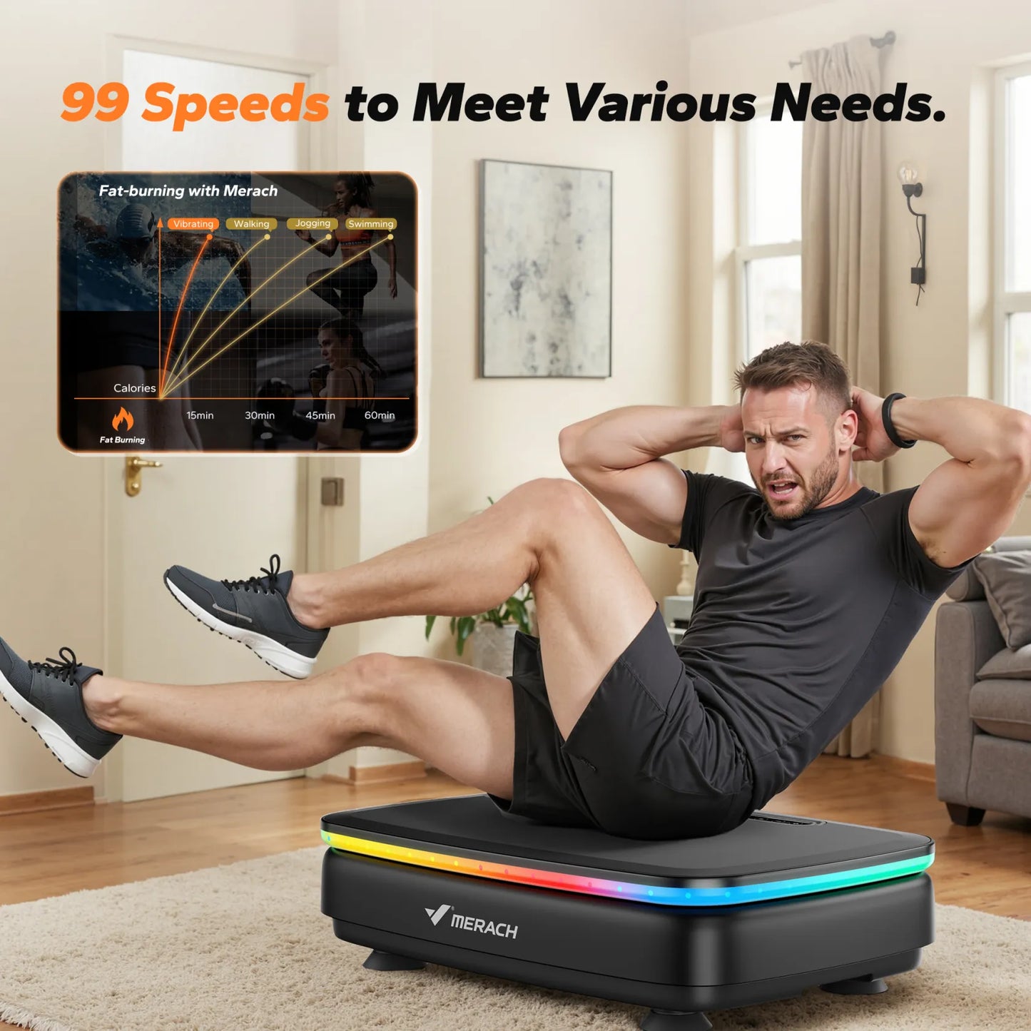 MERACH Bluetooth Vibration Fitness Plate with LED Lights