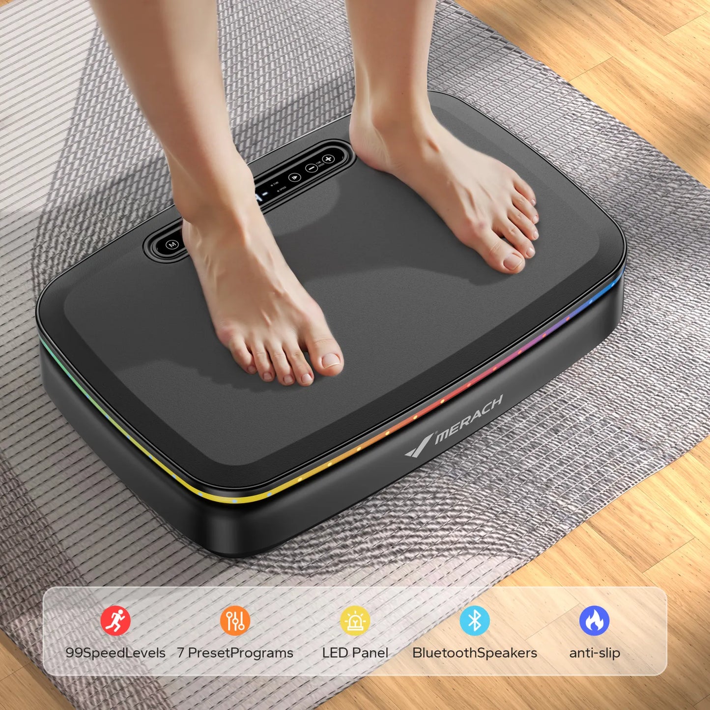 MERACH Bluetooth Vibration Fitness Plate with LED Lights